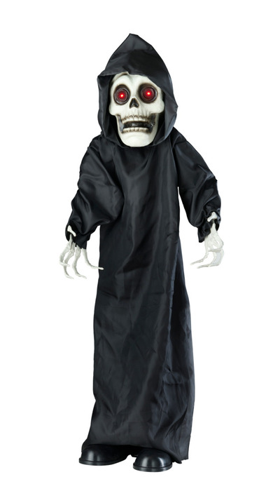 Skeletfigur m/pop up-hoved, lys og lyd